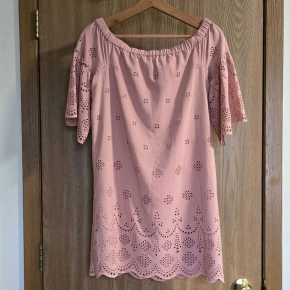 Madewell Eyelet Off The Shoulder Shift Dress - Picture 5 of 10